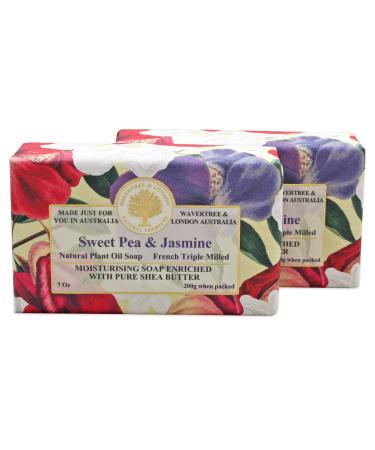 Wavertree & London Sweet Pea Jasmine (2 bars)  7oz Moisturizing Natural Soap Bar  French -Milled and enriched with Shea Butter Sweet Pea & Jasmine