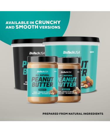 Biotechusa Peanut Butter | Natural Vegan Protein | Gluten-Free High-Fiber Palm Oil-Free | 1000g Smooth | International Shipping - Buy Online on GoSupps.com