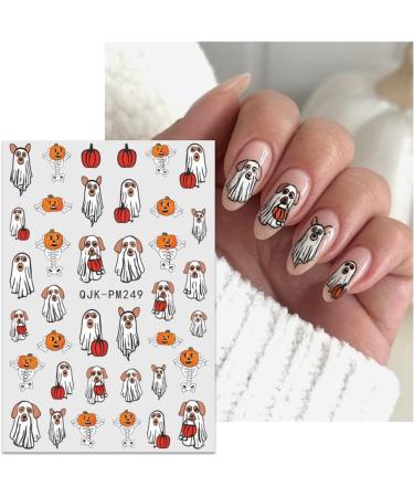 JMEOWIO 9 Sheets Halloween Nail Art Stickers Decals Self-Adhesive Cute Yellow Flower Ghost Nail Supplies Nail Art Design Decoration Accessories - Buy Online on GoSupps.com