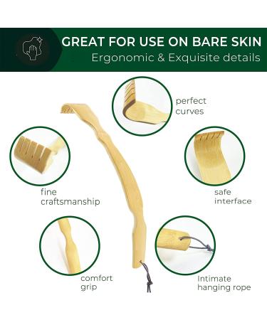 RENOOK Bamboo Back Scratcher - Curved Long Handle 3 PCS Wooden Scratchers for Men, Women & Kids - Body Itching Assistant - Novel Gifts - Oversize 3 PCS - Buy Online on GoSupps.com