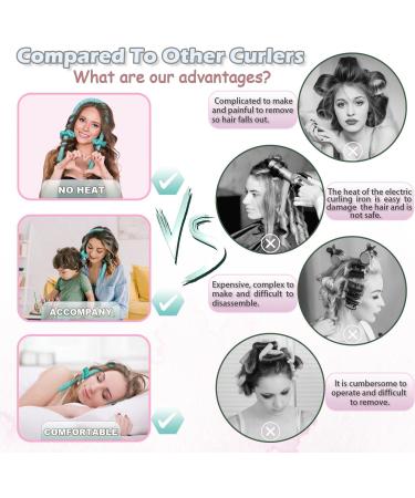 Silk Heatless Curlers Headband for DIY Long Hair Styling - No Heat Overnight Curls - Cyan - Buy Online on GoSupps.com