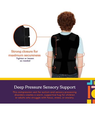 Sensory Compression Vest for Autism & Hyperactivity - Black Large 24x42 inches - Kids & Adults - Breathable & Form-Fitting - Mood Processing Disorders - Special Supplies - Buy Online on GoSupps.com