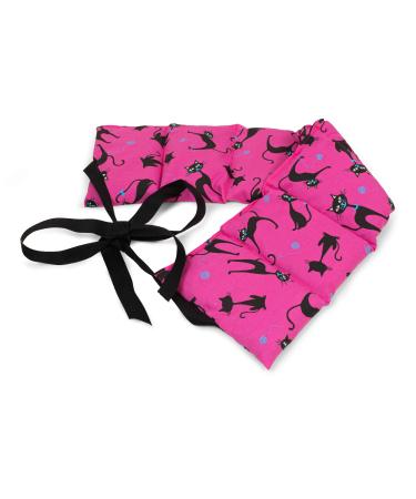 Cherry stone pillow 7-chamber with band 65x15 cat-pink. Heat cushion for back grain pillow cherry stones