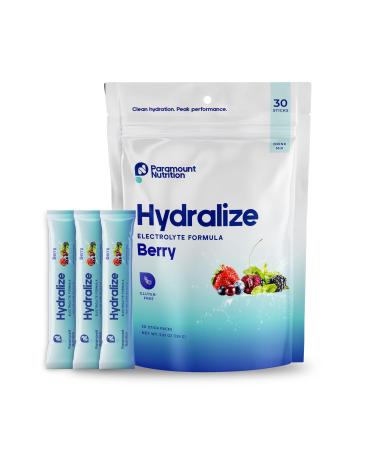 Hydralize Electrolyte Powder Packets - Fast Hydration with Essential Electrolytes - Zero Sugar Naturally Flavored - Berry - 30 Sticks Berry 0.19 Ounce (Pack of 30)