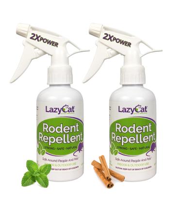 Rodent Repellent Spray 2X Strength - Peppermint Oil to Repel Mice and Rats - MAX Power for Home RV Car Engines Camper Boat - Natural Mouse Repellent & Rat Repellent Non-Staining (2 Pack) by Lazy Cat