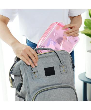 PACKISM Clear Makeup Bags 3 Pack - TSA Approved Water-Resistant Cosmetic Bags for Travel - Fluorescent Pink - Medium Size - Buy Online on GoSupps.com