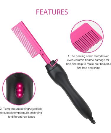 Hot Comb Anti-Scald Ceramic Heater - Best Hair Straightener & Curler Tool for Travel | Beard Pressing Comb - Purple - Buy Online on GoSupps.com