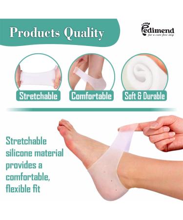 Pedimend 2 Pairs Gel Heel Cups Heel Protectors Silicone Heel Socks Heel Sleeves Heel Pain and Cracked Heels Relief for Men and Women - Buy Online on GoSupps.com