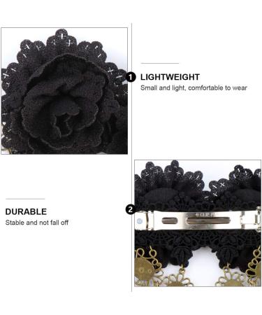LALAFINA Gothic Chain Hairpin Gothic Hair Accessories Halloween hairpin Gothic Lace Rose Brooch Pin Rhinestone Tassel Hair Barrettes for Women Girls (Black) Halloween Hair Clips - Buy Online on GoSupps.com