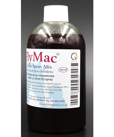 FlyMac Neem & Eucalyptus Spray Concentrate 500ml makes 5.5 ltrs Horse Fly Spray - Buy Online on GoSupps.com