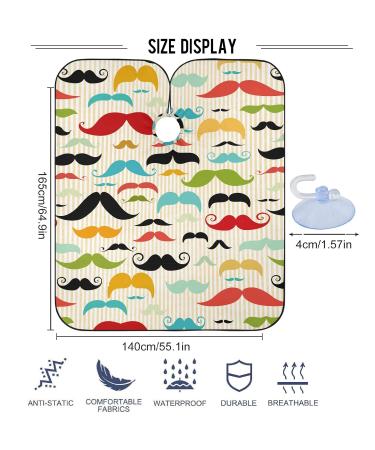Visesunny Colored Mustache Vintage Barber Cape - Anti-Static Water-Resistant Hair Cutting Bib | Professional Salon Polyester Adjustable Snap Closure - Buy Online on GoSupps.com