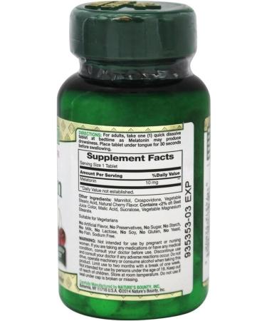 Nature's Bounty Melatonin 10 mg Quick Dissolve Tablets 45 ea (Pack of 4) - Buy Online on GoSupps.com