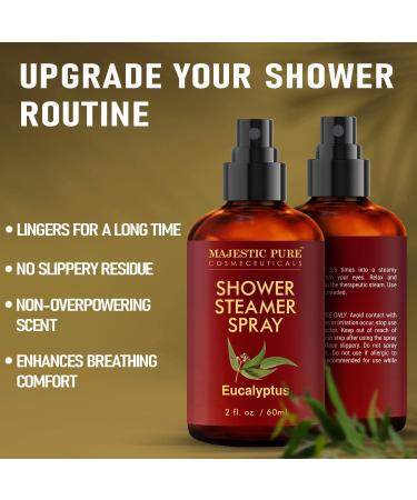 MAJESTIC PURE Eucalyptus Shower Steamer Spray - 100% Pure Essential Oil Mist - Aromatherapy Spa Room Spray - 2fl oz - Buy Online on GoSupps.com