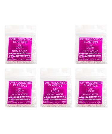 JMU Orthodontic Elastics 1/8 Inch Light 2.5oz 500 pack Intraoral Elastic Bands Latex Free Dental Rubber Bands Made in USA