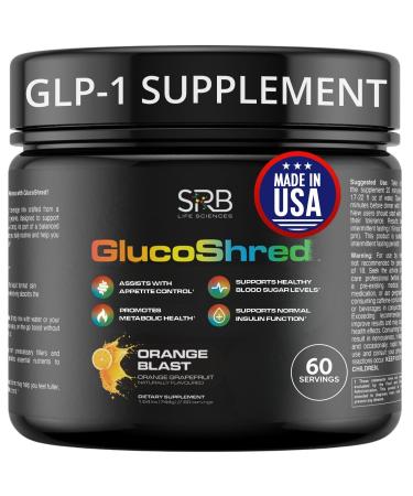 GlucoShred-Advanced GLP-1 Drink Mix | Activates Enhances & Prolongs Your Body's GLP-1 Naturally for Blood Sugar Metabolism & Appetite | Berberine Cinnamon ALA Chromium | Tangy Orange | 30 Day Supply