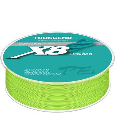 Truscend braided fishing cord 8 -fold fishing accessories fishing line braided smooth and ultra -down PE braided fishing lines fishing tendon angel cord 300m & 500m 10LB/0.12mm/300yds/new chartuse