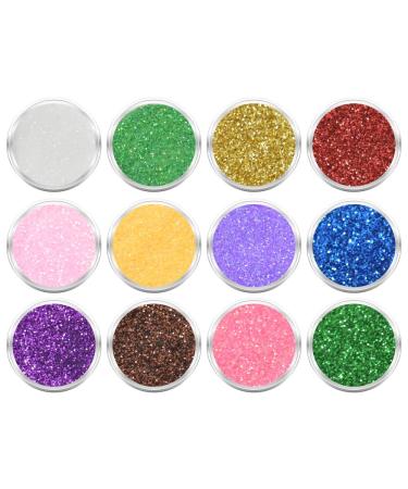 12 jars of nail art glitter powder mica glitter dust box 3 in various iridescent colors