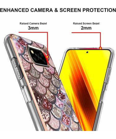 Miago Slim Marble Case for Xiaomi Poco X3 NFC | TPU Bumper Protective Cover | Rose Scale Design - Buy Online on GoSupps.com