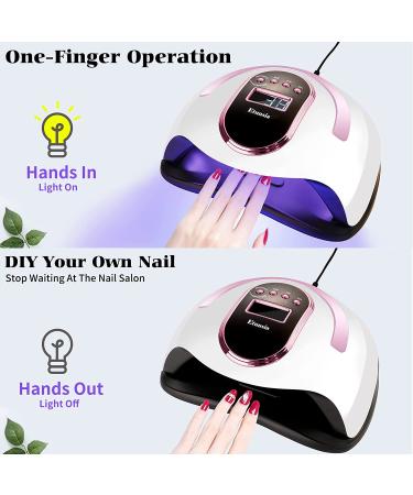 Etunsia 168W LED Nail Lamp for Gel Polish - Professional Nail Dryer with 4 Timer Modes and Auto Sensor - Large LCD Screen - Fast Curing for At-Home Gel Nails (Pink) - Buy Online on GoSupps.com
