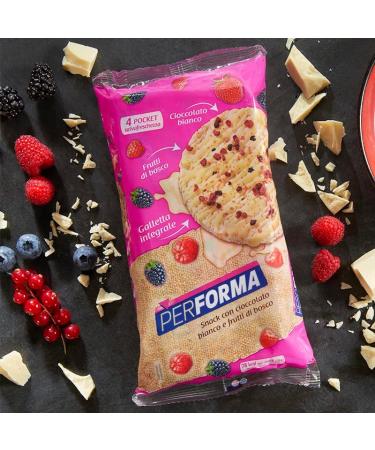 Performa Whole Grain Snacks 6-Pack White Chocolate Rice & Berry - Whole Grain Rice Cakes - 4 Pack Fresh Savings Bags with 2 Cookies (8 Snacks x 16.5g) - 132g - Buy Online on GoSupps.com