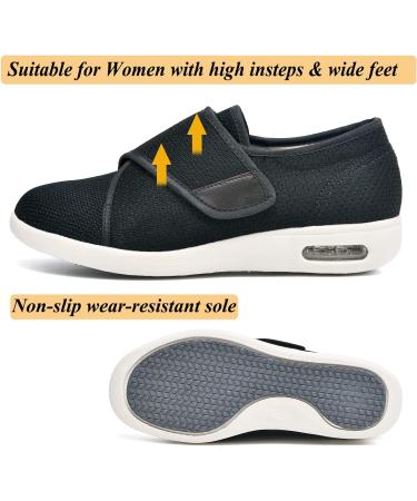 W&LESVAGO Women's Wide Width Diabetic Walking Shoes - Non-Slip Lightweight Sneakers for Diabetic, Edema, Plantar Fasciitis (8 Wide, Black) - Buy Online on GoSupps.com