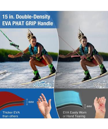 Affordura 4-Section Wakeboard Rope & Handle Set - 75 Feet Tow Rope for Watersports | Includes Storage Bag | Green - Buy Online on GoSupps.com