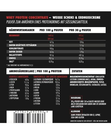Big Zone BATTLE WHEY | Whey Protein Concentrate | Delicious Quality Made in Germany | 1000 g Powder (White Chocolate & Peanut Cream) - Buy Online on GoSupps.com