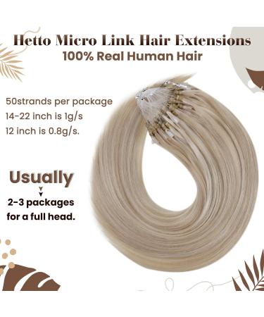 Hetto Microring Extensions - Real Hair Blonde & Ash Highlights | 35cm 50g Remy Microring Extensions #P18/613 #18/613 - Buy Online on GoSupps.com