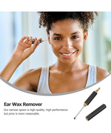 Portable Ear Cleaner Spoon Stainless Steel with Ring - Black | Earwax Removal Tool - Buy Online on GoSupps.com