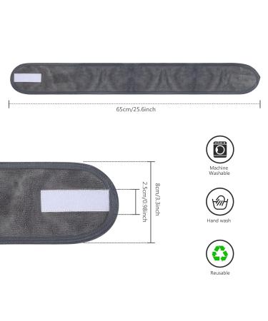 KinHwa Adjustable Spa Facial Headband 3 Pack Gray - Ideal for Makeup, Face Washing, Shower, Yoga & Sports - Buy Online on GoSupps.com