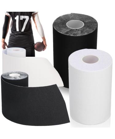 Jenaai 2 Roll Football Turf Tape Extra Wide Athletic Tape Waterproof Sport Tape Ultra Sticky Turf Tape for Arm Football Kinetic Tape for Athletic Sport Protects from Turf Burn (Black and White)