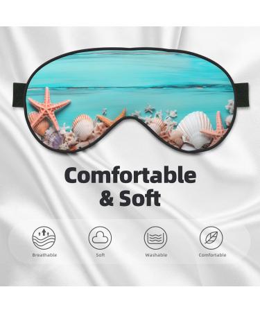 Soft Sleep Mask for Men & Women - Double Side Print Starfish & Shell Blackout Blindfold | Adjustable Retro Wooden Eye Covers for Travel & Home - Buy Online on GoSupps.com