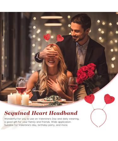 Lurrose Red Sequin Heart Headband - Festive Love-shaped Hair Boppers for Parties and Festivals - Buy Online on GoSupps.com