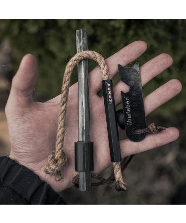 Berleben Hex Fire Starter - 6-Sided Ferro Rod with Wide Striking Surfaces - Durable 1/2 Thick Fire Steel - 20,000+ Strikes - Survival Igniter with Leather Lanyard & Multi-Tool Striker - 6 x 1/2 - Buy Online on GoSupps.com
