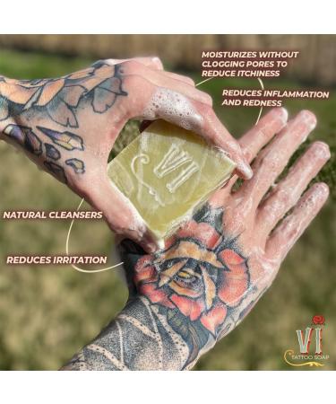 Hemp Tattoo Soap Bar - Unscented Natural Aftercare for New Tattoos - Gentle & Hydrating Formula for All Skin Types - 4oz Bar with Hemp Seed Oil - Buy Online on GoSupps.com