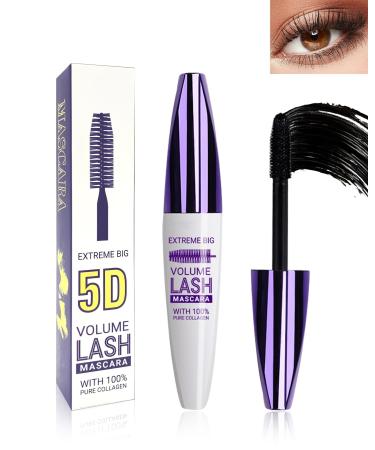5D Silk Fiber Black Mascara for Eyelashes Waterproof Long Lasting Colored Mascara Liquid Lash Extensions Smudge-Proof Volumizing Lengthening Curling Non-clump Color Tubing Mascara Women Makeup Gift