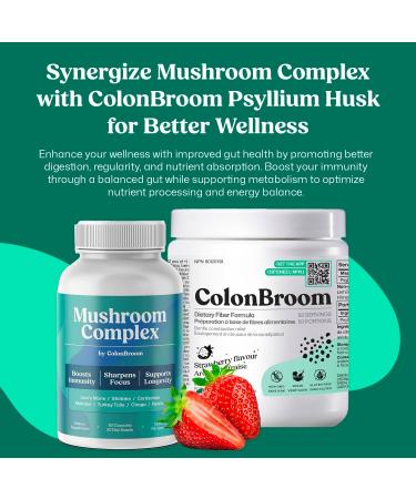 ColonBroom Mushroom Complex Powerful Mushroom Blend with Cordyceps Reishi Shiitake Lion s Mane Extract for Energy Immunity Stress Relief & Cognitive Health - 60 Capsules 30 Day Supply 60 Count (Pack of 1) - Buy Online on GoSupps.com