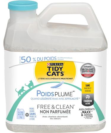 Tidy Cats Free & Clean Cat Litter LightWeight Unscented Multi-Cat - 2.72 kg Jug 2.72 kg Jug (1 Pack) - Buy Online on GoSupps.com