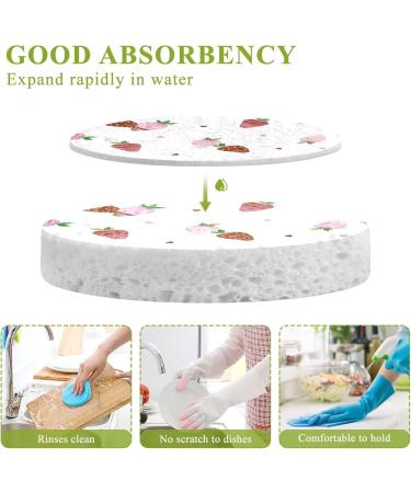 3-Pack Cleaning Kitchen Sponges Oval Cute Strawberry Kitchen Cellulose Dishwashing Wood Pulp Cotton - Buy Online on GoSupps.com
