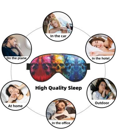 Color Skulls Print Unisex Sleep Mask | Double-Sided Eye Mask for Sound Sleep & Skin Care - Buy Online on GoSupps.com