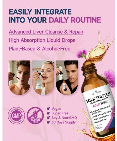 NaSeny Milk Thistle Supplement Silymarin Milk Thistle Extract for Liver Support Cleanse Detox Antioxidant Support Daily Liver Supplement Vegan & Non-GMO 4 FL OZ - Buy Online on GoSupps.com