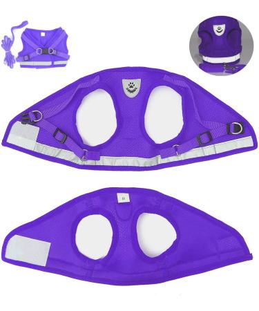 Buy Femax Soft Mesh Dog Harness & Linen Set - Adjustable Reflective Breathable for Puppies & Cats (Chest 35-40 cm) - Perfect for Walking Running & Training - Purple - Buy Online on GoSupps.com