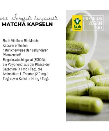 Raab Vitalfood Organic Matcha Capsules - Premium Vegan Green Tea Extract from Japan | 60 Pieces Gluten-Free 1 Month Supply - Buy Online on GoSupps.com
