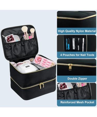 Movstriker Nail Polish Organiser Bag Double Layer Nail Varnish Storage Holds 30 Bottles and A Nail Lamp Traveling Nail Polish Storage Case Portable Nail Lipstick Beauty Tools Box(Black) - Buy Online on GoSupps.com