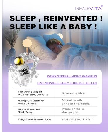 INHALEVITA Melatonin Inhaler Sleep Aid Combo Green|Includes 15 Capsules & 1 Reusable Inhaler, Fast-Acting with Advanced Absorption|0.4mg Low Dose, Zero-Sugar|Wake Refreshed, Portable,Non-Habit Forming - Buy Online on GoSupps.com