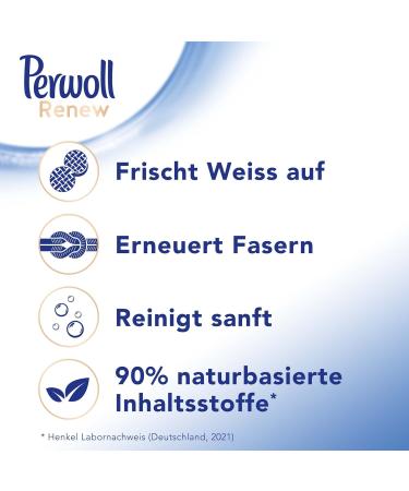 Perwoll Renew White Liquid Detergent - 25 Washes Strengthens Fibers & Enhances Color for White Laundry - Buy Online on GoSupps.com