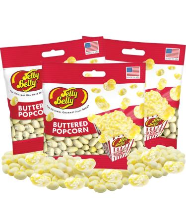 Jelly Belly Buttered Popcorn Gourmet Jelly Beans 3-Pack Bundle - Christmas & Holidays Candy - Vegan Candy Dairy Free Snacks Kosher Candy Gluten Free Bulk Candy Stocking Stuffers for Teens