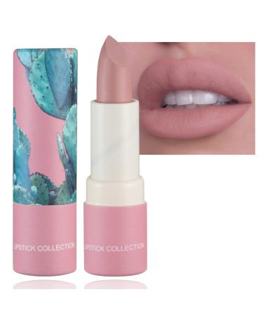 Matte Nude Lipstick Nude Paper Tube Nude Matte Lipsticks for Women Bold & Intense Colors Non-Stick Cup Not Fade Silky Smooth Velvet Lip Gloss Set Nude Lip Stick Fashion Matte Lipstick Lip Makeup(Pink) 04
