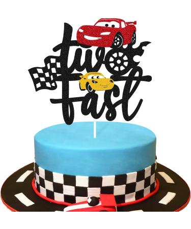 Race Car Cake Topper for 2nd Birthday Party - Checkered Flag Decoration for Kids - Buy Online on GoSupps.com