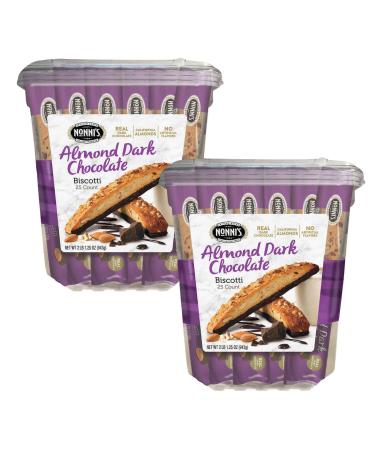 Nonni's Almond Dark Chocolate Biscotti 25 Count, 2lb,1.25 oz 943 g (Pack of 2)